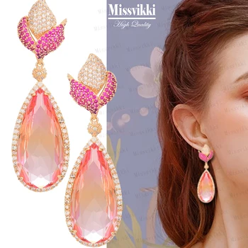 missvikki New Arrival Pink Water Drop Dangle Earrings Brincos Bride Jewelry AAA Cubic Zirocn Pendant Crystal Earring Wholesale 
missvikki New Arrival Pink Water Drop Dangle Earrings Brincos Bride Jewelry AAA Cubic Zirocn Pendant Crystal Earring Wholesale