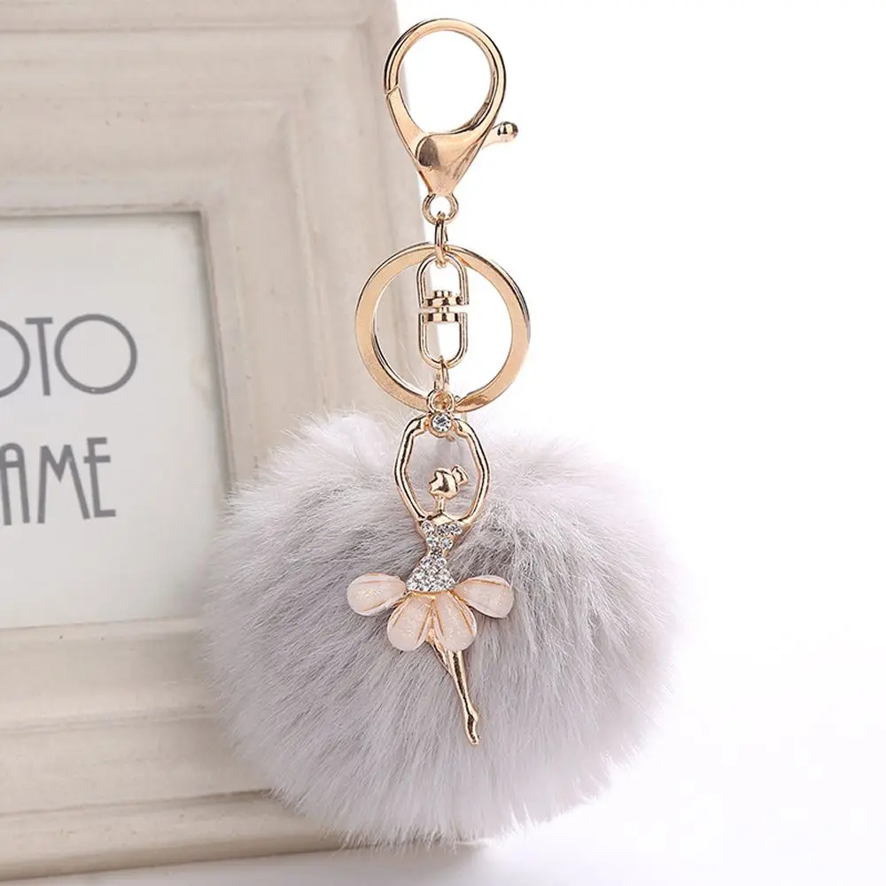 Cute Faux Rabbit Fur Key Ring Fluffy Ballet Girl Car Keychain Chain Women Bag Keys Accessories Gift | Украшения и аксессуары
