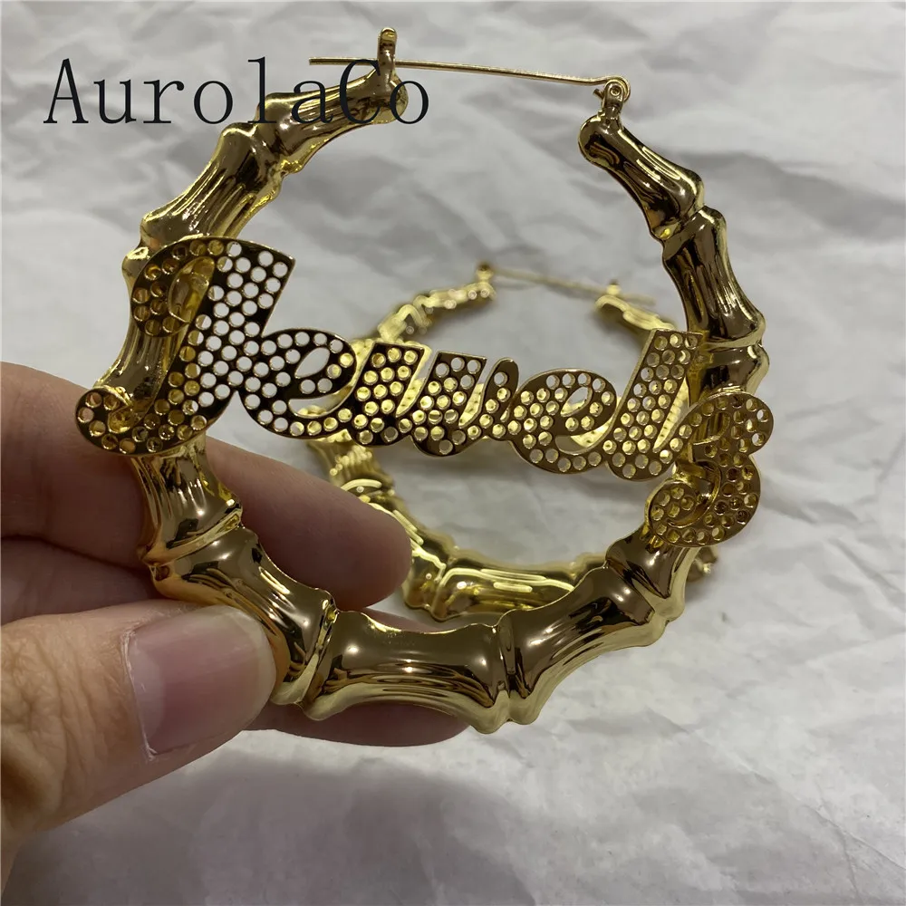 AurolaCo Custom Name Earrings Sexy Bamboo Circle Point Diamond Earrings Hiphop Fashion Popular Jewelry Holiday Gift
AurolaCo Custom Name Earrings Sexy Bamboo Circle Point Diamond Earrings Hiphop Fashion Popular Jewelry Holiday Gift