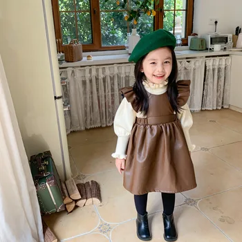 Autumn Winter Baby Girls PU Dress Kids Overalls Leather Dress Strap Toddler Dress Flutter Sleeve Jumper Dresses 80-130cm 
Autumn Winter Baby Girls PU Dress Kids Overalls Leather Dress Strap Toddler Dress Flutter Sleeve Jumper Dresses 80-130cm