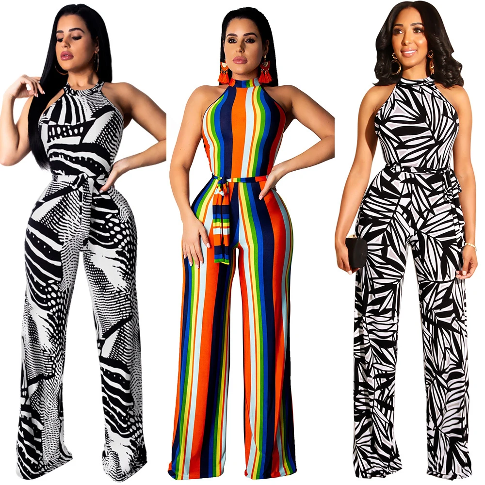 Women fashion jumpsuit printed sleeveless wide leg hot sale rave festival jumpsuit 
Women fashion jumpsuit printed sleeveless wide leg hot sale rave festival jumpsuit