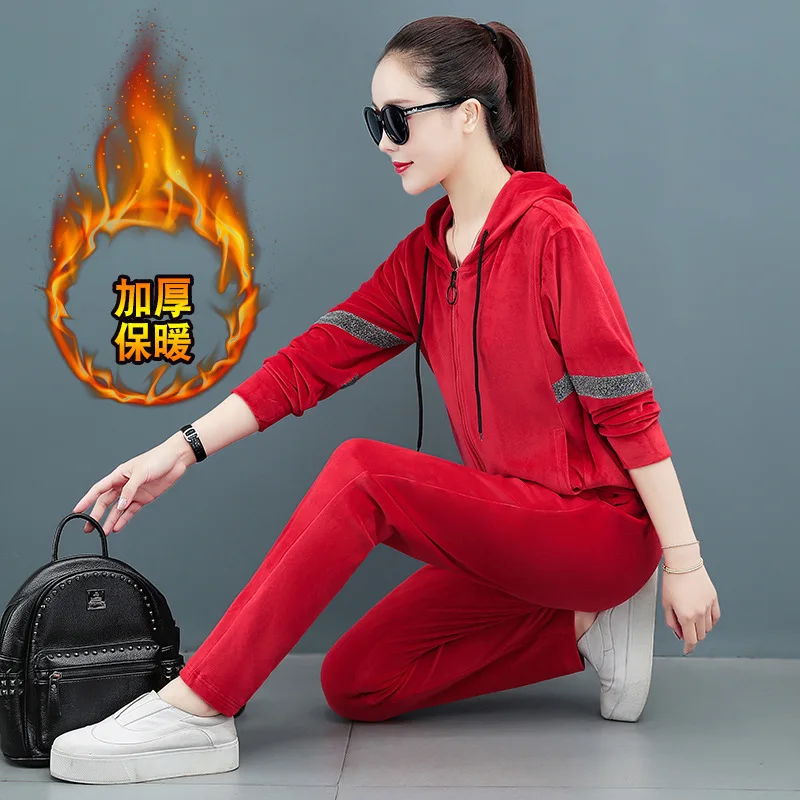 winter women sportswear tracksuit thick velvet warm hooded jacket sweatshirt+pant running jogger fitness casual set sport suit
winter women sportswear tracksuit thick velvet warm hooded jacket sweatshirt+pant running jogger fitness casual set sport suit
