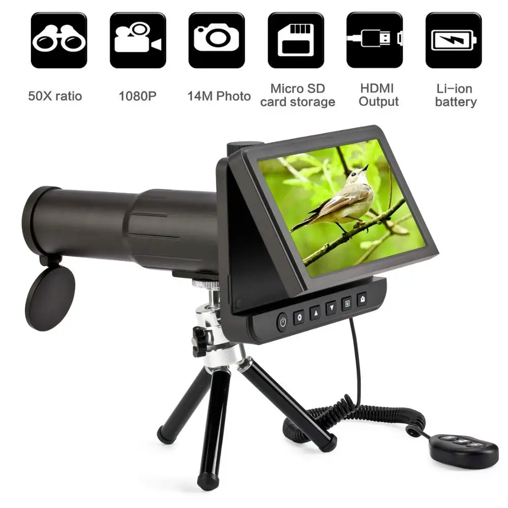 ZREN 5.0 inch LCD Digital Monoculars Binoculars Camera 50x 1080P Video Photo Recorder Telescope for Watching Free 8GB TF Card
ZREN 5.0 inch LCD Digital Monoculars Binoculars Camera 50x 1080P Video Photo Recorder Telescope for Watching Free 8GB TF Card