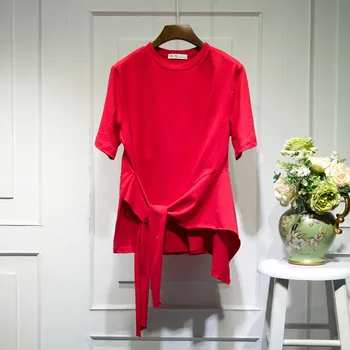 SuperAen Irregular Round Collar T-shirt Women Spring and Summer 2020 New Korean-Style Solid Color Cotton Half-Sleeve Tops Female
SuperAen Irregular Round Collar T-shirt Women Spring and Summer 2020 New Korean-Style Solid Color Cotton Half-Sleeve Tops Female