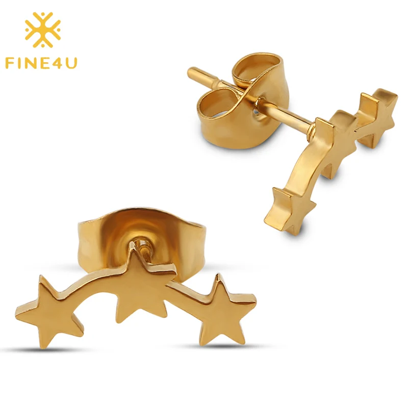 FINE4U E109 Three Sparkling Stars Stud Earrings For Women Stainless Steel Star Climbers Earrings 4 Colors Choices
FINE4U E109 Three Sparkling Stars Stud Earrings For Women Stainless Steel Star Climbers Earrings 4 Colors Choices
