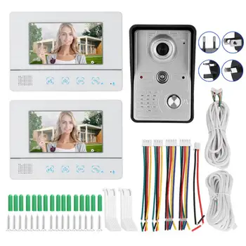 

Video Intercom 7in Video Doorbell Intercom 2 Monitors TFT Screen Night Vision Remote Control System 100-240V