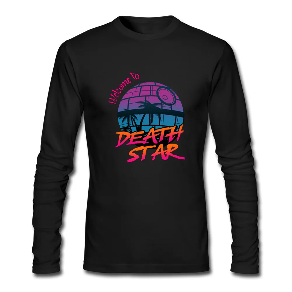 Осенняя модная футболка бренд Welcome To Death Star 2020 Мужская с длинными рукавами 100%