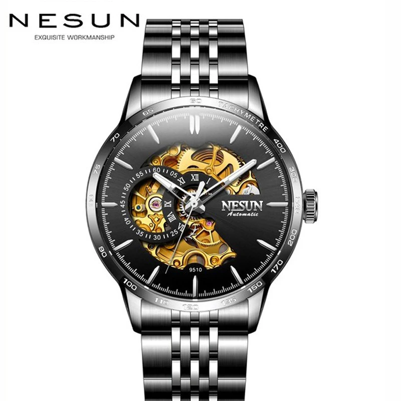 

Новые швейцарские автоматические механические часы NESUN, роскошные Брендовые мужские часы, сапфировые водонепроницаемые ТАХИМЕТР N9510