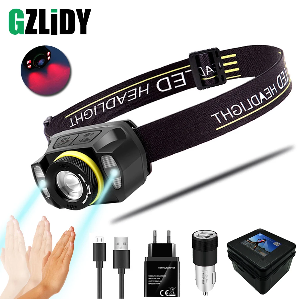 Portable LED Headlamp USB Mini Headlight with Sensor Switch Super Bright Fishing Lights with Red Lamp Waterproof Zoom Lantern
Portable LED Headlamp USB Mini Headlight with Sensor Switch Super Bright Fishing Lights with Red Lamp Waterproof Zoom Lantern
