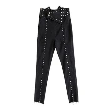 Heavy Rivets Jeans For Women High Waist Tunic Ankle Length Denim Trousers Female Fashion Pencil Pants 2020 Autumn
Heavy Rivets Jeans For Women High Waist Tunic Ankle Length Denim Trousers Female Fashion Pencil Pants 2020 Autumn