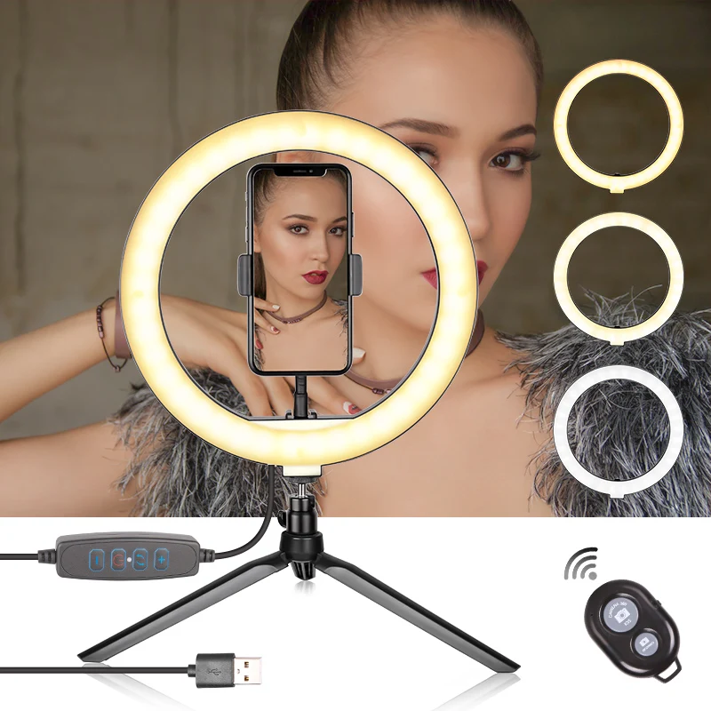 10 Inch Selfie Ring Light with Tripod Stand & Cell Phone Holder for Live Stream Makeup Mini Led Camera for YouTube
10 Inch Selfie Ring Light with Tripod Stand & Cell Phone Holder for Live Stream Makeup Mini Led Camera for YouTube