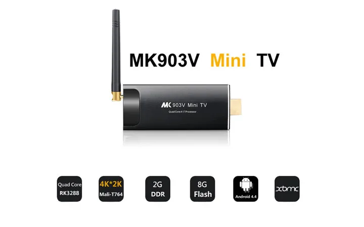 

MK903V RK3288 Quad Core Android 7.1 TV Stick Ram2GB Rom 8GB HDMI 4K*2K H.265 2.4GHz/5GHz Dual WiFi OTG USB 1080P TV Dongle