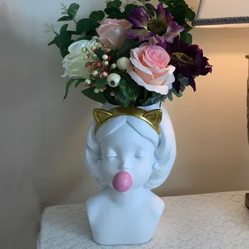 Creative Resin Vase Cute Girl Bubble Gum Decoration Home Living Room Dining Table Decorative Art Portrait Gold Vase M4379
Creative Resin Vase Cute Girl Bubble Gum Decoration Home Living Room Dining Table Decorative Art Portrait Gold Vase M4379