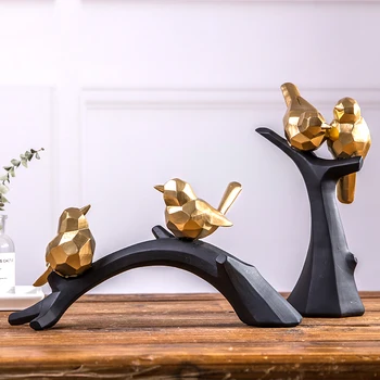 Nordic Golden Geometric Bird Standing On A Black Branch Statue Home Crafts Room Decor Objects Office Resin Sculpture
Nordic Golden Geometric Bird Standing On A Black Branch Statue Home Crafts Room Decor Objects Office Resin Sculpture