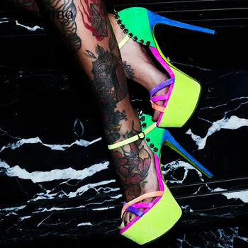 Studded platform high-heeled high-heeled shoes multi-color thin belt combination high-heeled shoes summer ladies party sandals
Studded platform high-heeled high-heeled shoes multi-color thin belt combination high-heeled shoes summer ladies party sandals