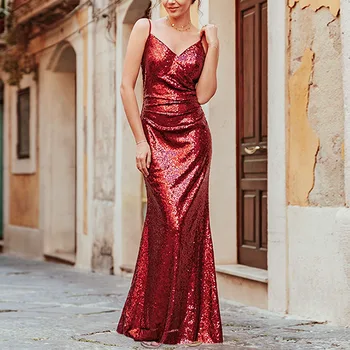 Women Sexy V Neck Backless Long Dress High Waist Formal Red Sequin Strap Dresses Party Tight vestidos NZ1311
Women Sexy V Neck Backless Long Dress High Waist Formal Red Sequin Strap Dresses Party Tight vestidos NZ1311