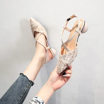 2020 Buckle Pump Women Patchwork Slingback Slide Strange Heels Pointed Toe Shoes Narrow Band Heel Sandals Big Size Zapatos Mujer
2020 Buckle Pump Women Patchwork Slingback Slide Strange Heels Pointed Toe Shoes Narrow Band Heel Sandals Big Size Zapatos Mujer