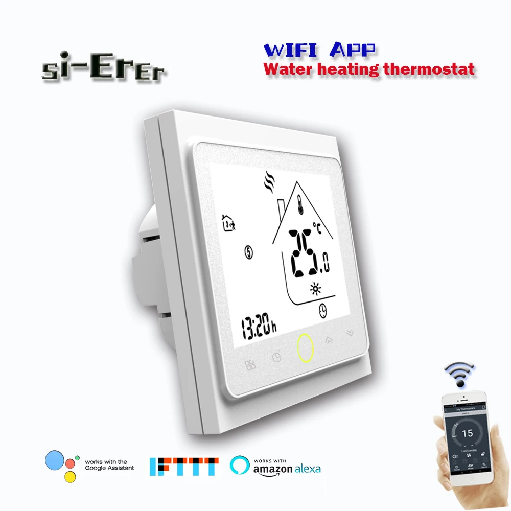 

3A WiFi Smart Water Thermostat Temperature Controller Underfloor Heating Water Works with Alexa Google Home,24VAC,95~240VAC