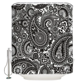 Black And White Paisley Shower Curtain Waterproof and Mildewproof Polyester Fabric Bath Curtain Design
Black And White Paisley Shower Curtain Waterproof and Mildewproof Polyester Fabric Bath Curtain Design