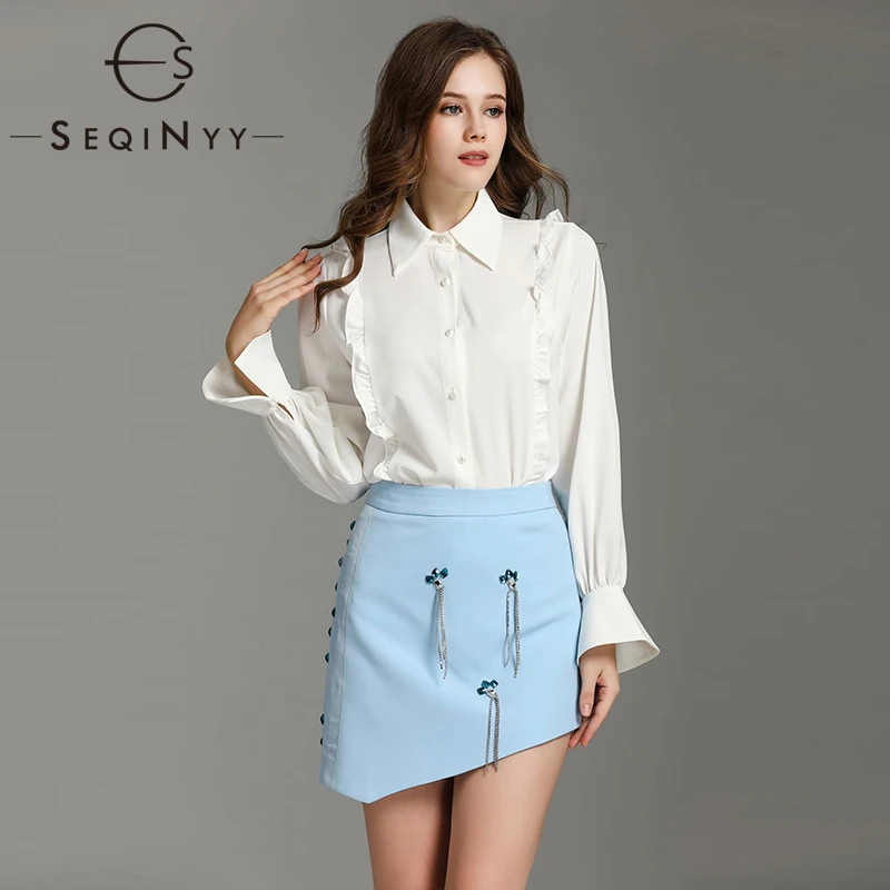 SEQINYY Office Lady Suit 2020 Summer Spring New Fashion Design Women Long Sleeve Ruffles Blouse + Crystal Tassel Mini Blue Skirt
SEQINYY Office Lady Suit 2020 Summer Spring New Fashion Design Women Long Sleeve Ruffles Blouse + Crystal Tassel Mini Blue Skirt