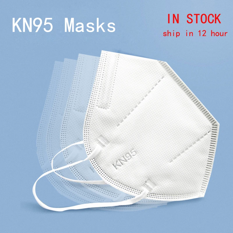 

Hot Sales 5 pcs KN95 PM2.5 Dustproof Anti-fog Protection Masks Breathable N95 Face Mask 95% Filtration Features As KF94 FFP2