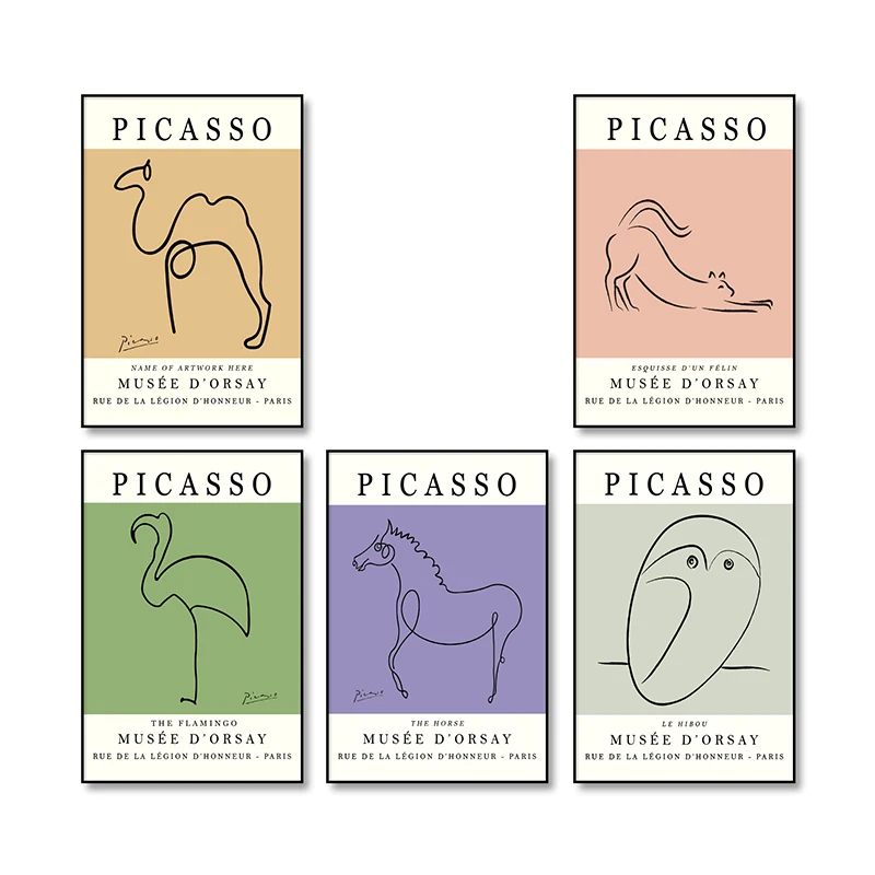 Абстрактная Картина на холсте Picasso Matisse с изображением фламинго лошади верблюда