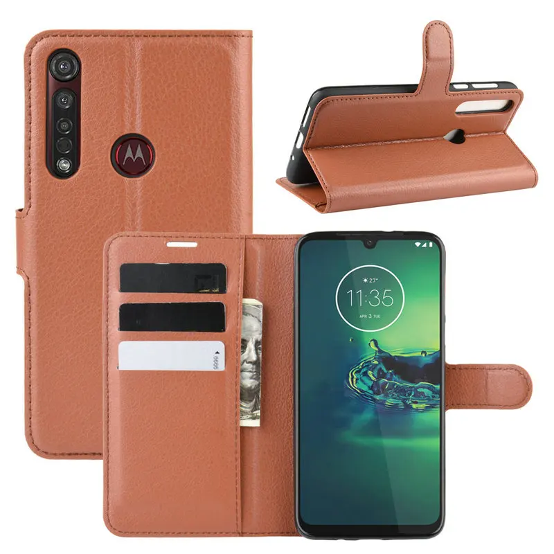 Фото Luxury Flip Leather Case cover for Motorola Moto G8 Plus Play One Macro Phone Cover Wallet case | Мобильные телефоны и
