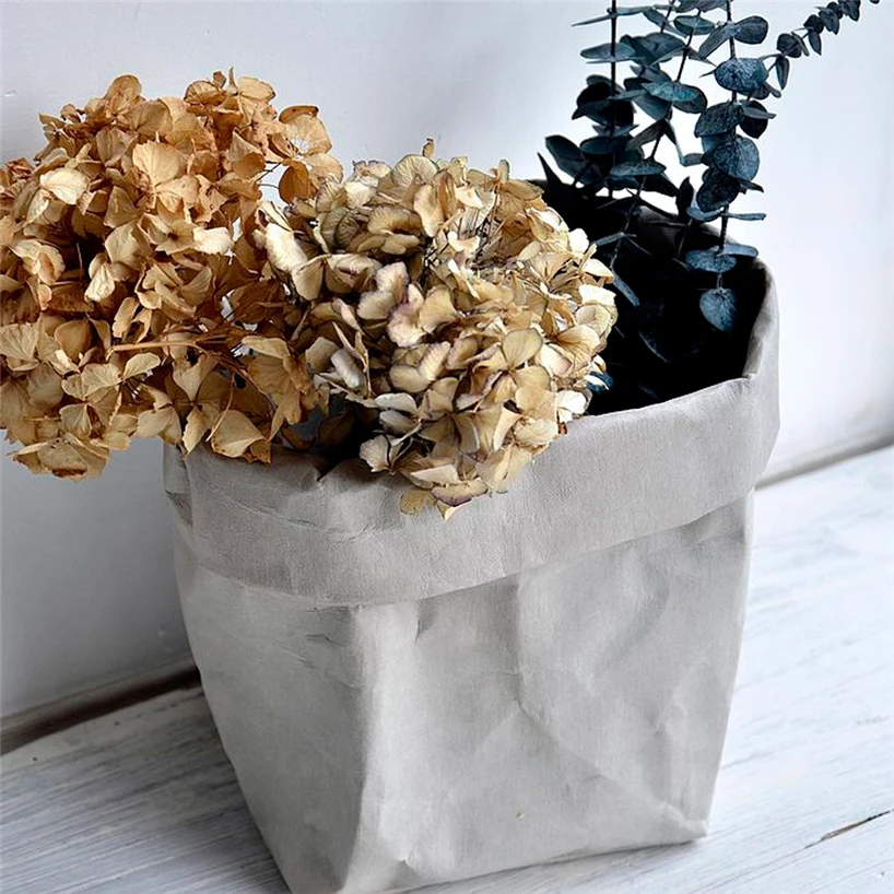 Washable kraft paper bag plant flower pot multifunctional portable simple home garden storage bag save space reuse