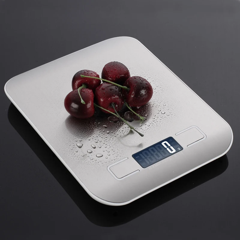 Фото Бытовые кухонные весы электронные на 5 кг/10 кг 1 г с тонким ЖК-дисплеем для кухни
