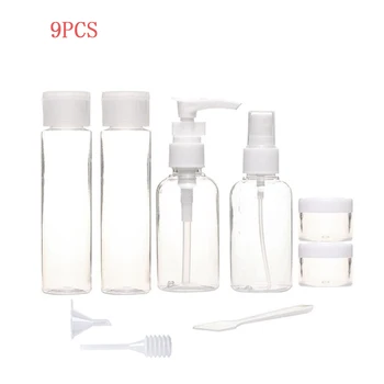 Professional Light Weight Transparent Travel Bottles Set Portable Leak Proof Empty Plastic Liquid Containers Storage Tool 9pcs