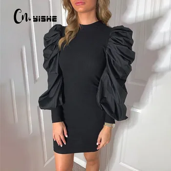 CNYISHE 2020 Fashion Puff Sleeve Black Dress Women Summer Knitted Patchwork Pencil Dresses Female Streetwear Outfits Vestidos
CNYISHE 2020 Fashion Puff Sleeve Black Dress Women Summer Knitted Patchwork Pencil Dresses Female Streetwear Outfits Vestidos