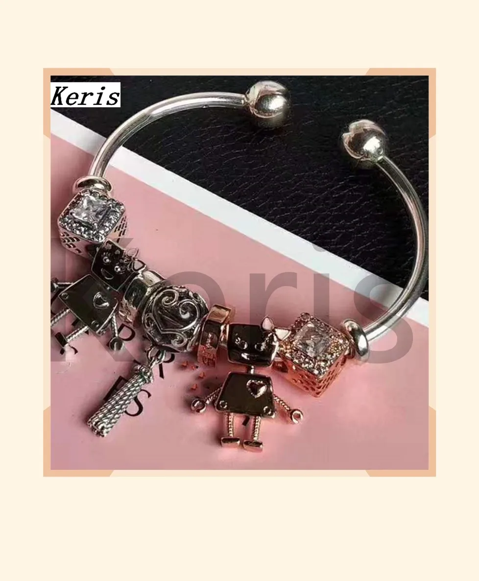 Keris Store High Quality 1:1 100%925 Sterling Silver New Jeweled Robot String Decorated Bracelet Free Delivery