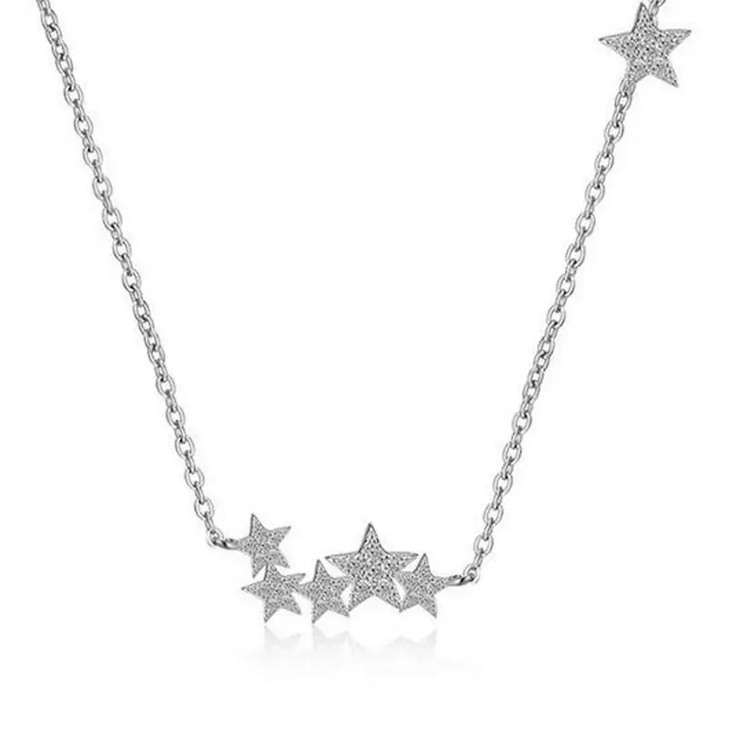 Фото Модное серебряное ожерелье 925 пробы циркониевая звезда подвеска на цепочке заказ