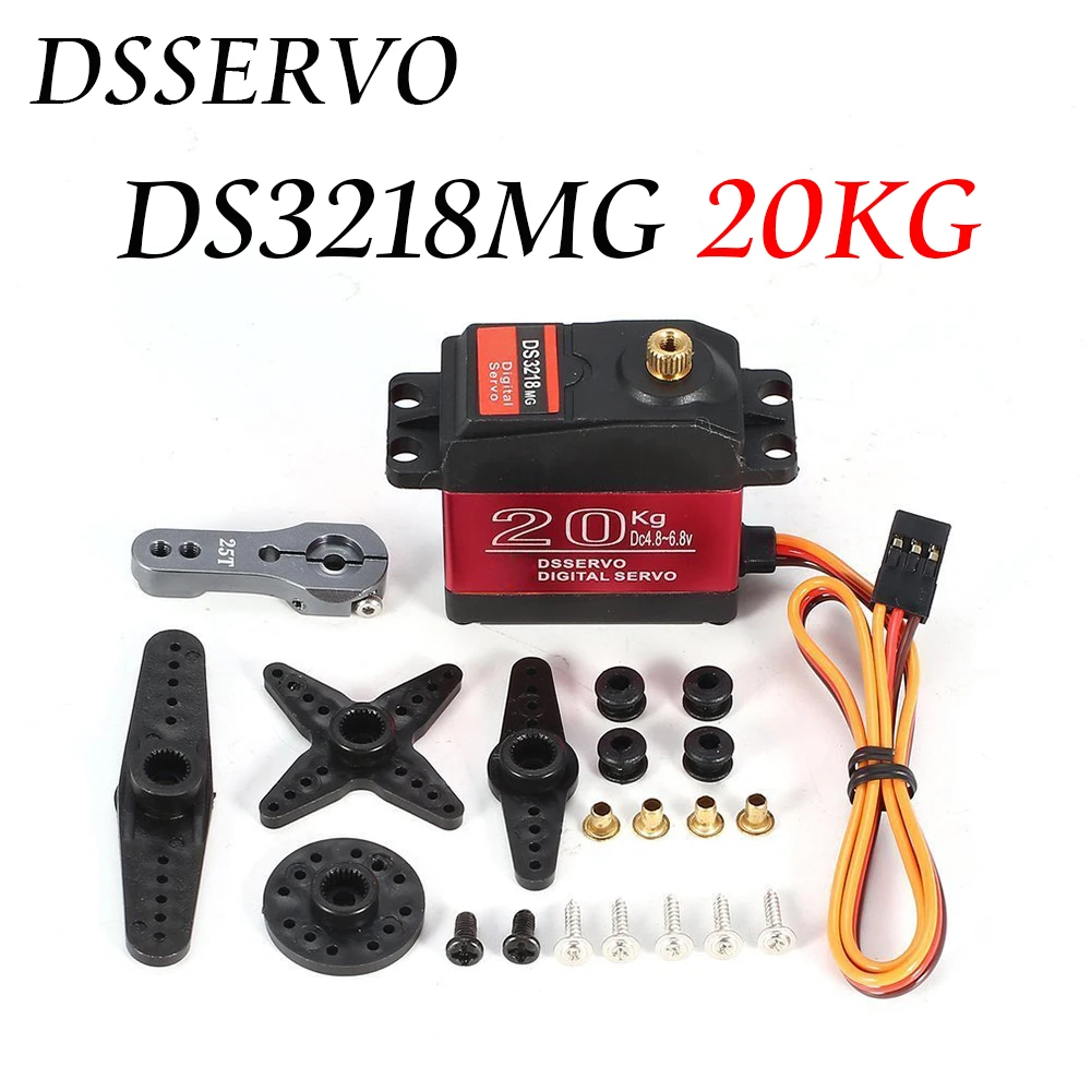 DSSERVO DS3218MG 20KG High Voltage 5V-6.8V Large Torque Digital Servo Metal Shell Waterproof Servo For 1/10 1/8RC Car Truck Boat
DSSERVO DS3218MG 20KG High Voltage 5V-6.8V Large Torque Digital Servo Metal Shell Waterproof Servo For 1/10 1/8RC Car Truck Boat