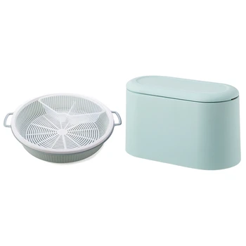 1 Pcs Multi-Function Double Drain Vegetable Fruit Storage Basket Blue & 1 Pcs Waste Bin Small Trash Can
1 Pcs Multi-Function Double Drain Vegetable Fruit Storage Basket Blue & 1 Pcs Waste Bin Small Trash Can