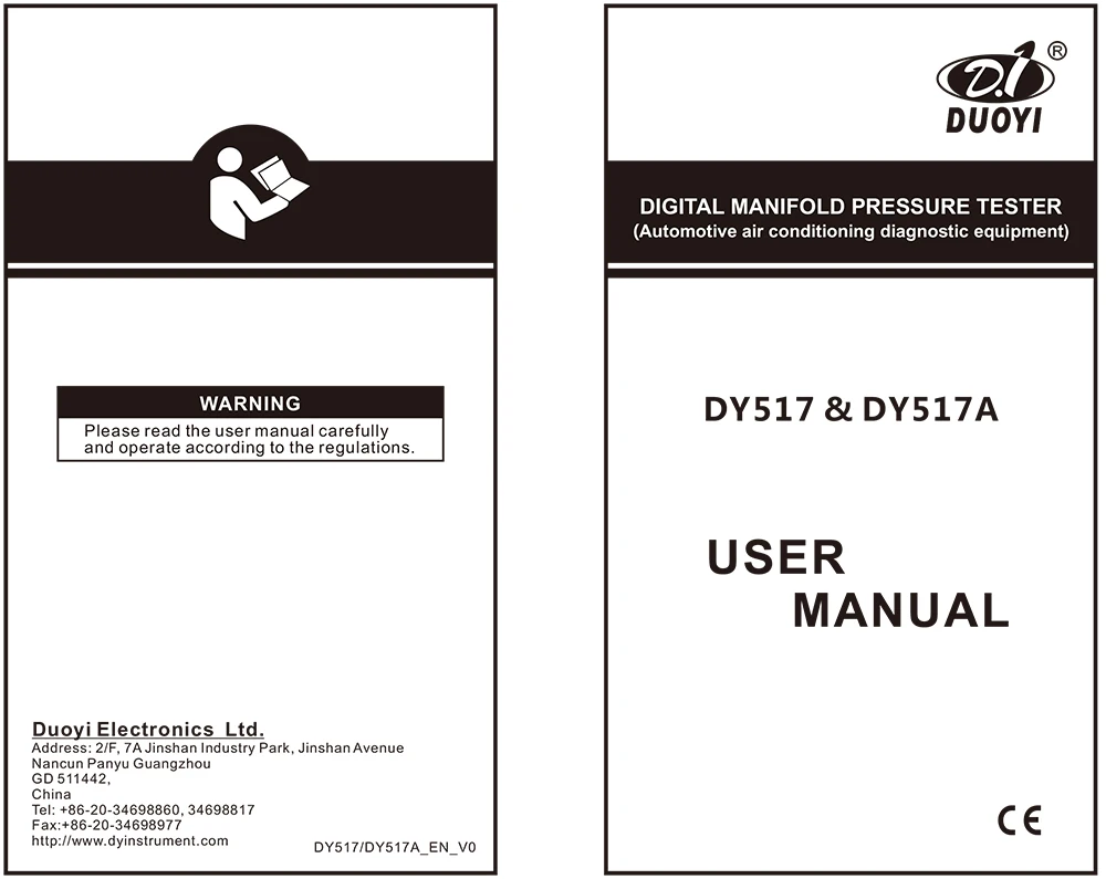 DUOYI Refrigeration Digital Manifold Pressure Gauge Set Vacuum Pressure Meter Testing HVAC Temperature Tester DY517 PK TESTO 550