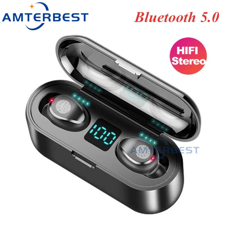 AMTERBEST F9 Wireless Bluetooth Earphone IPX6 Waterproof Sport 5D Stereo Earbuds with 3500mA Power Bank Charger Box for Phones
AMTERBEST F9 Wireless Bluetooth Earphone IPX6 Waterproof Sport 5D Stereo Earbuds with 3500mA Power Bank Charger Box for Phones
