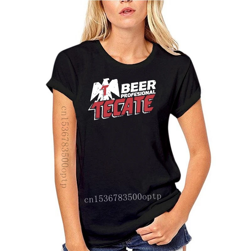 Топы Tecate с принтом "пиво" Футболка индивидуальным дизайном белая красная
