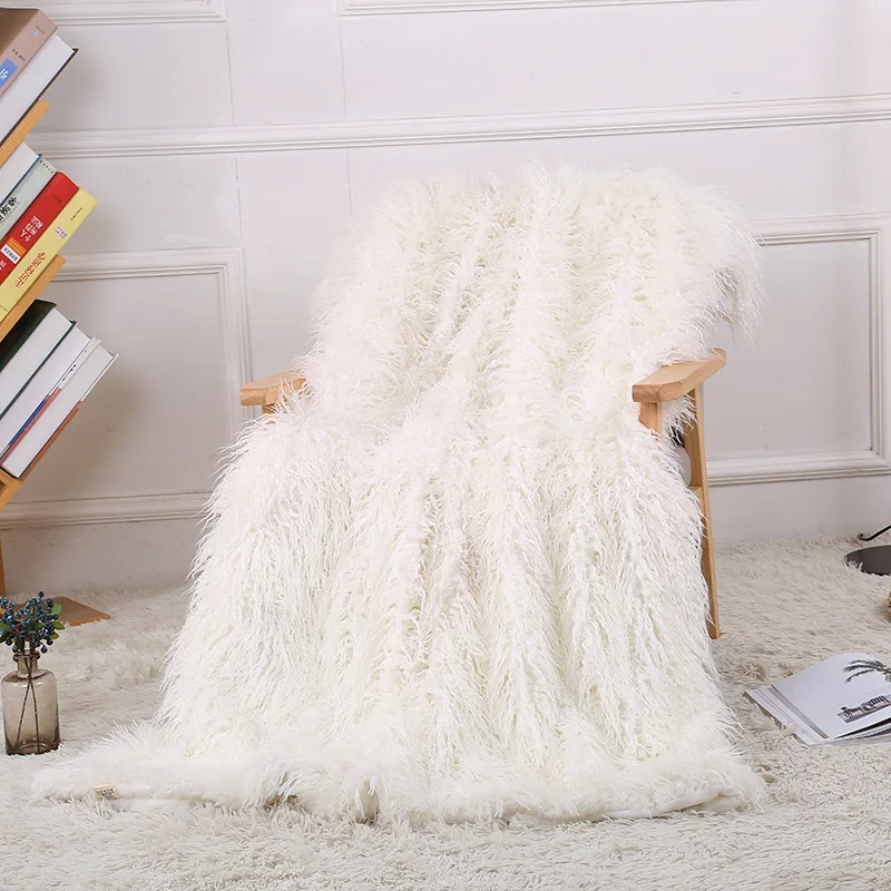 

Super Soft Fuzzy Fur Faux Elegant Cozy With Fluffy Throw Blanket Bed Sofa Bedspread Long Shaggy Soft Warm Bedding Sheet Large