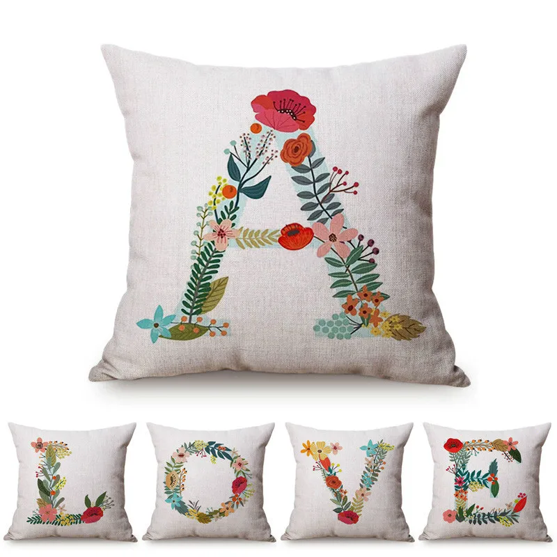 18" Nordic Colorful Flower Letters Sofa Bench Decorative Throw Pillow Case 26 Alphabet Love Monogram Cotton Linen Cushion Cover
18" Nordic Colorful Flower Letters Sofa Bench Decorative Throw Pillow Case 26 Alphabet Love Monogram Cotton Linen Cushion Cover