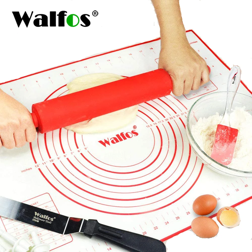 Антипригарный разминающий коврик WALFOS с мерным силиконовым ковриком для выпечки