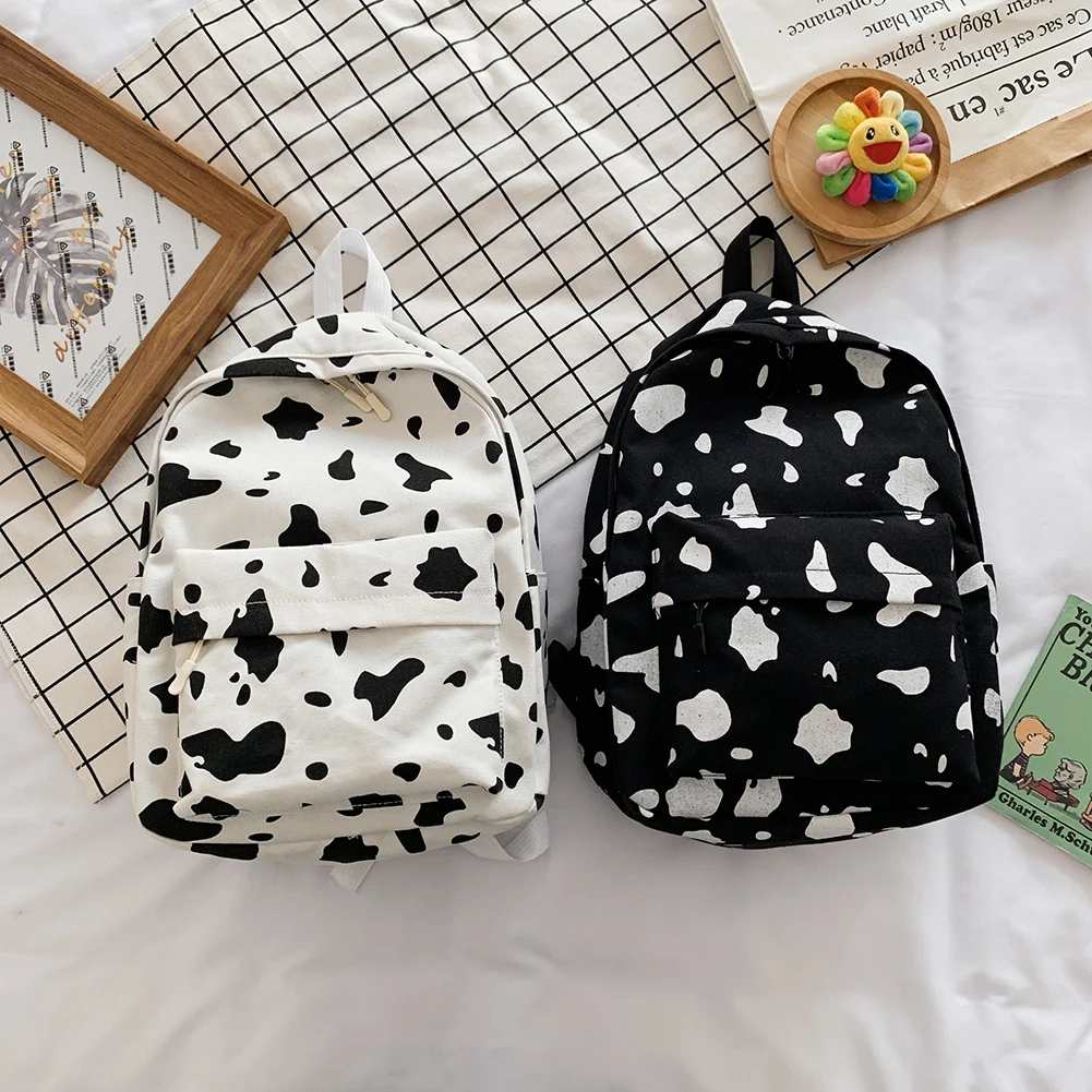 Cow Pattern Backpack For Girls School Teenagers Vintage Casual School Bag Mochila Feminina Laptop Bagpacks Bookbag Travel Bag