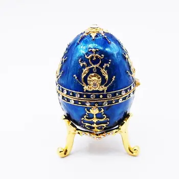 Blue Faberge-Egg Series Hand Painted Jewelry Trinket Box with Rich Enamel and Sparkling Rhinestones Unique Gift Easter Day
Blue Faberge-Egg Series Hand Painted Jewelry Trinket Box with Rich Enamel and Sparkling Rhinestones Unique Gift Easter Day