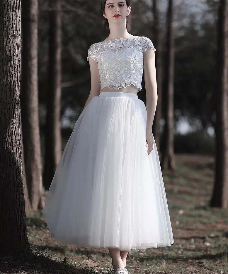 Two pieces Lace Tulle Short Wedding Dresses With Cap Sleeves Jewel Neck A-line Modern Informal Bridal Gowns Little White Dress
Two pieces Lace Tulle Short Wedding Dresses With Cap Sleeves Jewel Neck A-line Modern Informal Bridal Gowns Little White Dress