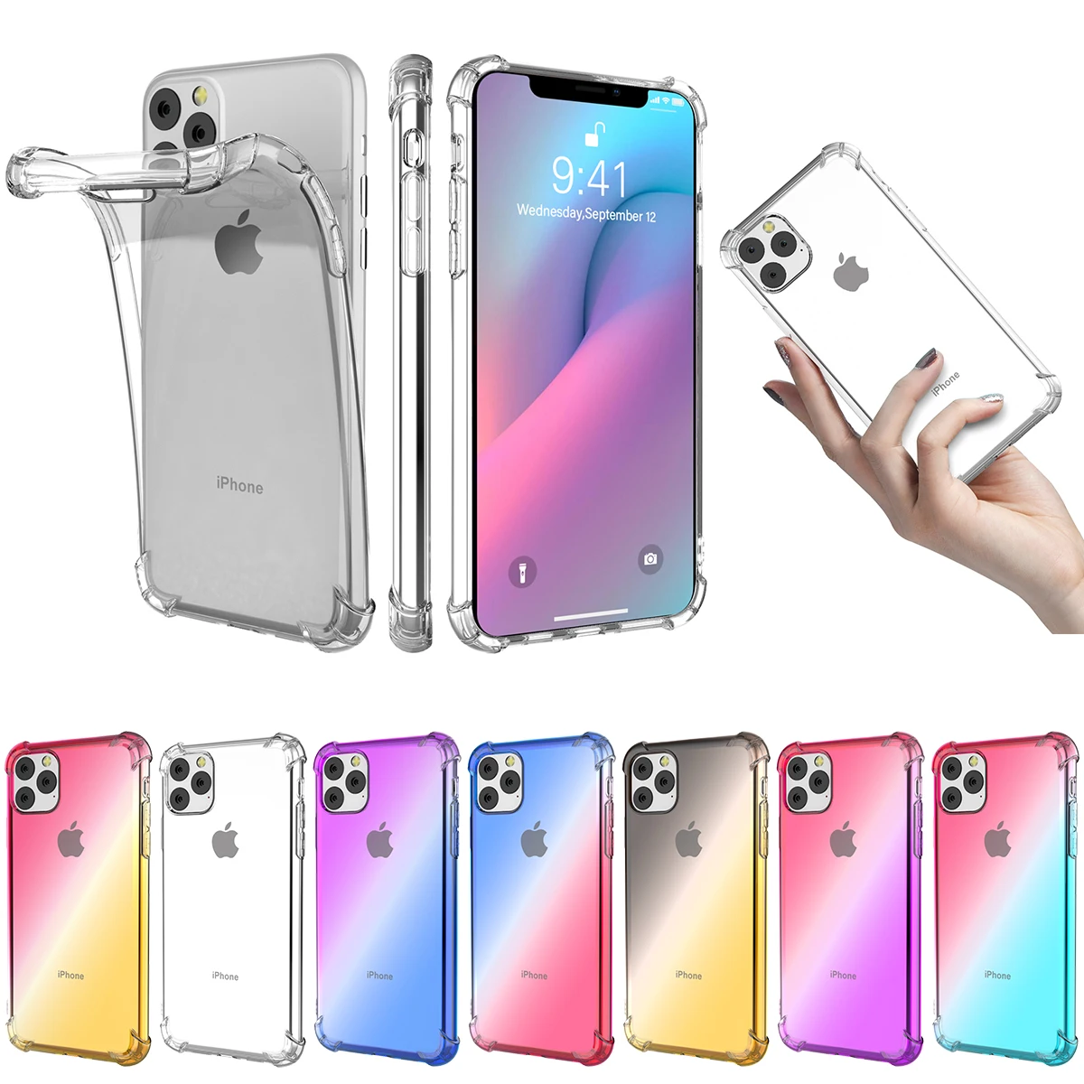 For iPhone 11 Pro 5.8 11 Pro Max Case Soft TPU Bumper Gradient Color Shockproof Transparent Cover for iPhone 11 6.1 Case Silicon
For iPhone 11 Pro 5.8 11 Pro Max Case Soft TPU Bumper Gradient Color Shockproof Transparent Cover for iPhone 11 6.1 Case Silicon