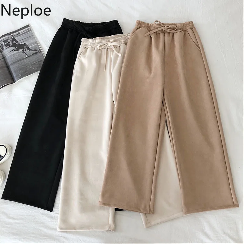 Neploe Stretch Waist Lace Up Suede Straight Pants Women Autumn Winter 2019 New Korean Trousers Pure Ankle-length Pants 54913
Neploe Stretch Waist Lace Up Suede Straight Pants Women Autumn Winter 2019 New Korean Trousers Pure Ankle-length Pants 54913