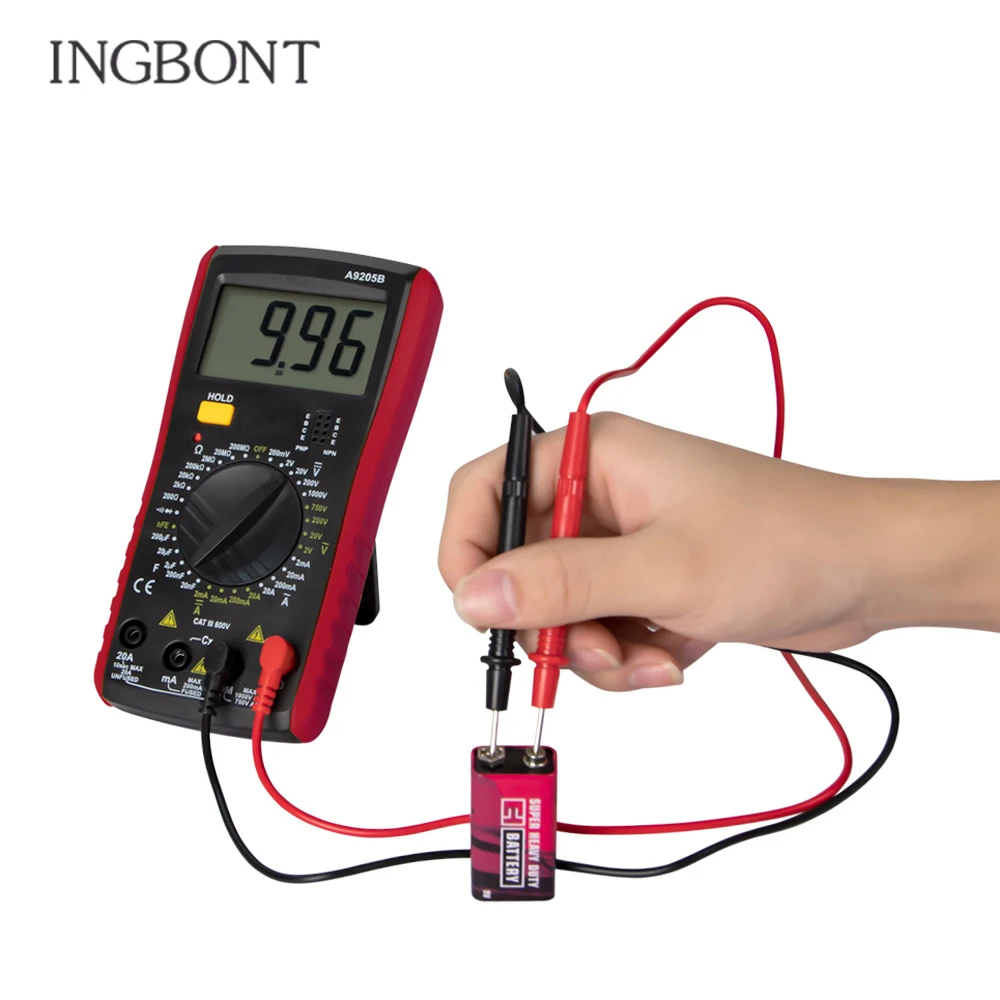 INGBONT Profesional Digital Multimeter Transistor Current Tester LCD Display Auto Ranging AC/DC Electrical Voltage Counts Meter
INGBONT Profesional Digital Multimeter Transistor Current Tester LCD Display Auto Ranging AC/DC Electrical Voltage Counts Meter