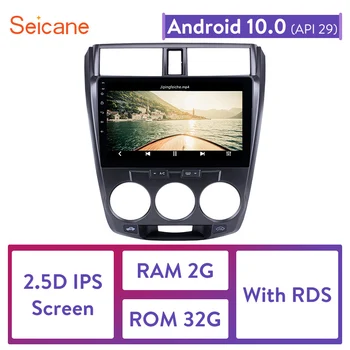Seicane Android 10.0 2DIN 10.1" Car Radio with Bluetooth GPS Navigation FM WIFI for 2011-2016 Honda CITY support OBD2 TPMS