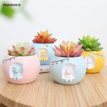 

Succulent Plants Planter Flowerpot Resin Flower Pots for Succulents Home Garden Bonsai Pot Suculentas Doniczka Doniczki Ozdobne