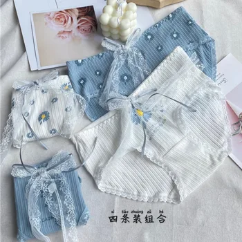 4PCS Summer Sweet Cute Flower Panties Japanese Girls Student Low Waist Underwear Female Cotton Breathable Lace Kawaii Briefs
4PCS Summer Sweet Cute Flower Panties Japanese Girls Student Low Waist Underwear Female Cotton Breathable Lace Kawaii Briefs